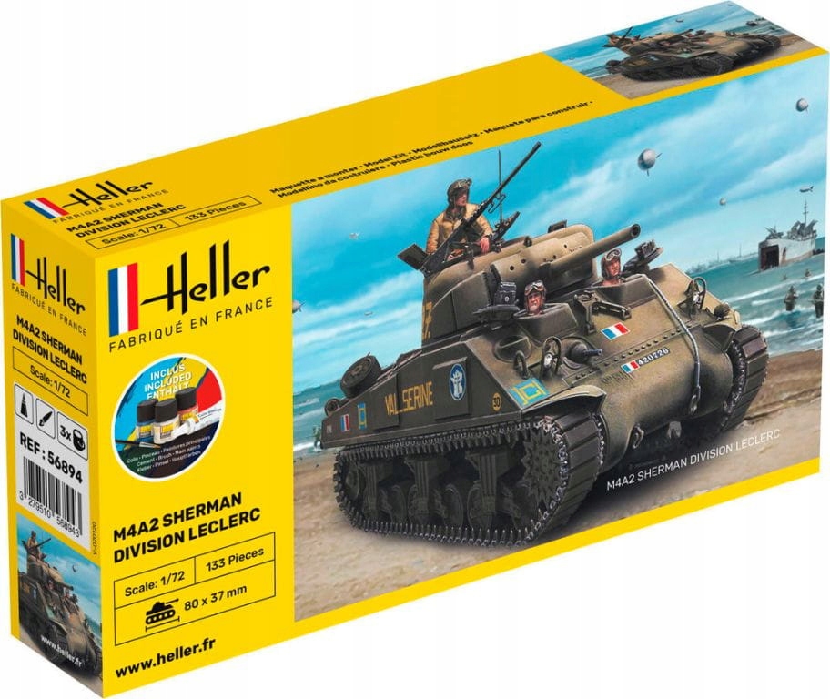 1:72 M4A2 Sherman Division Leclerc + klej, farby