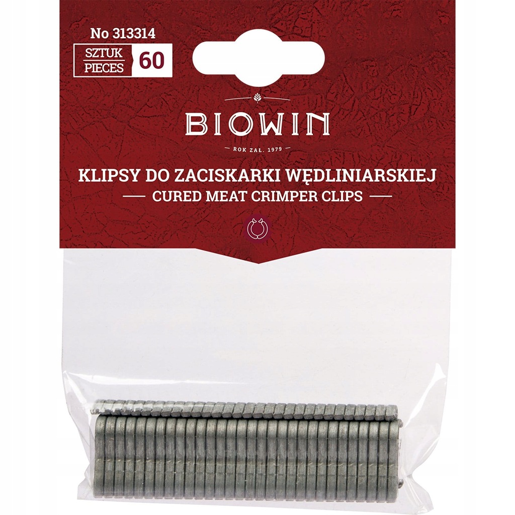 Klipsy do zaciskarki wędl. - 60szt 313314