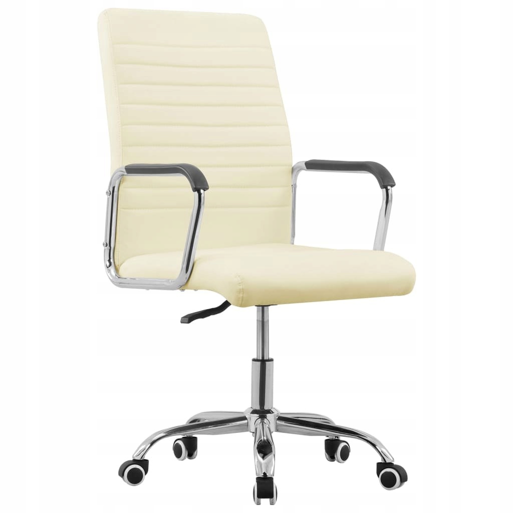 VidaXL Obrotowe krzesło biurowe, kremowe, tapicero