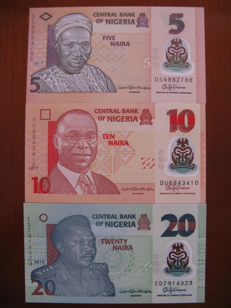 Nigeria - 5,10,20 Naira -2016-18 -P34,38,39 - St.1