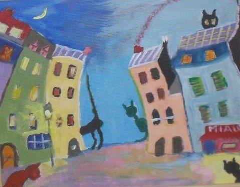 Obraz Ewy Ślusarczyk - Kocie miasto