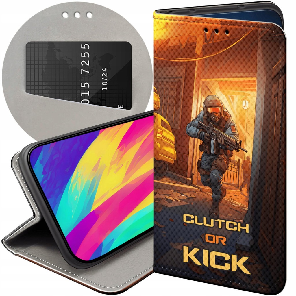 ETUI Z KLAPKĄ DO MOTOROLA MOTO E5 PLUS WZORY CS GO COUNTER-STRIKE FUTERAŁ