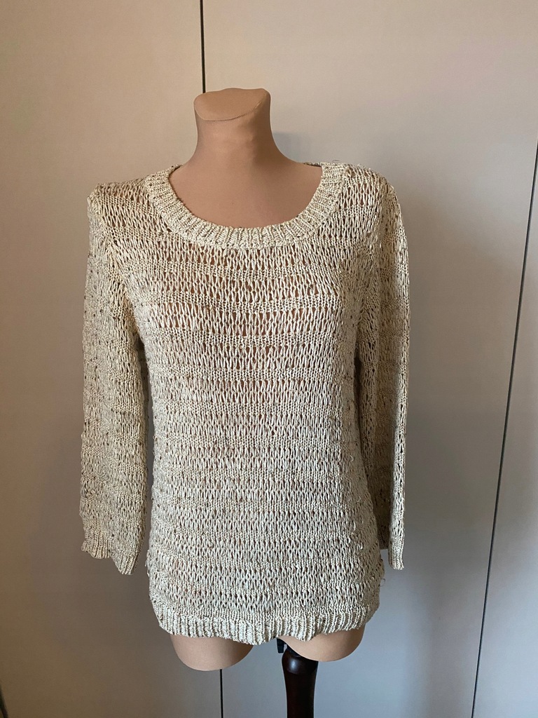 MASSIMO DUTTI złoto-beżowy sweter Italian Yarn L