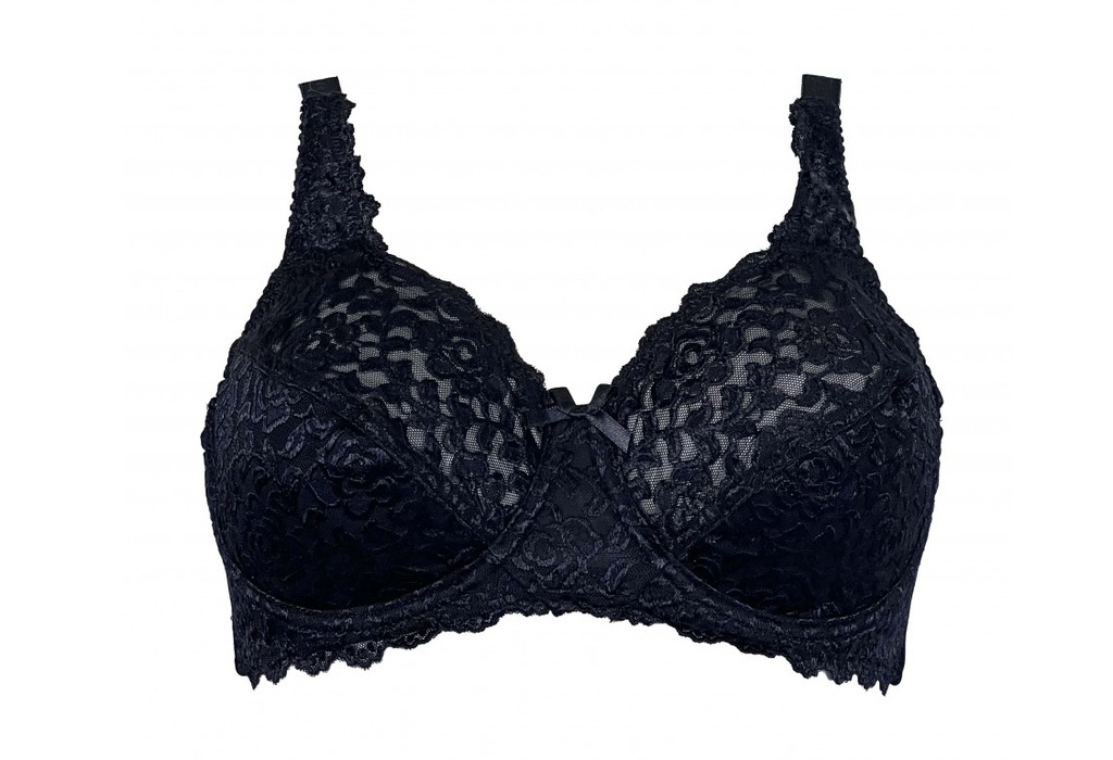 Biustonosz 95D czarny koronka fiszbiny Anfen miękki