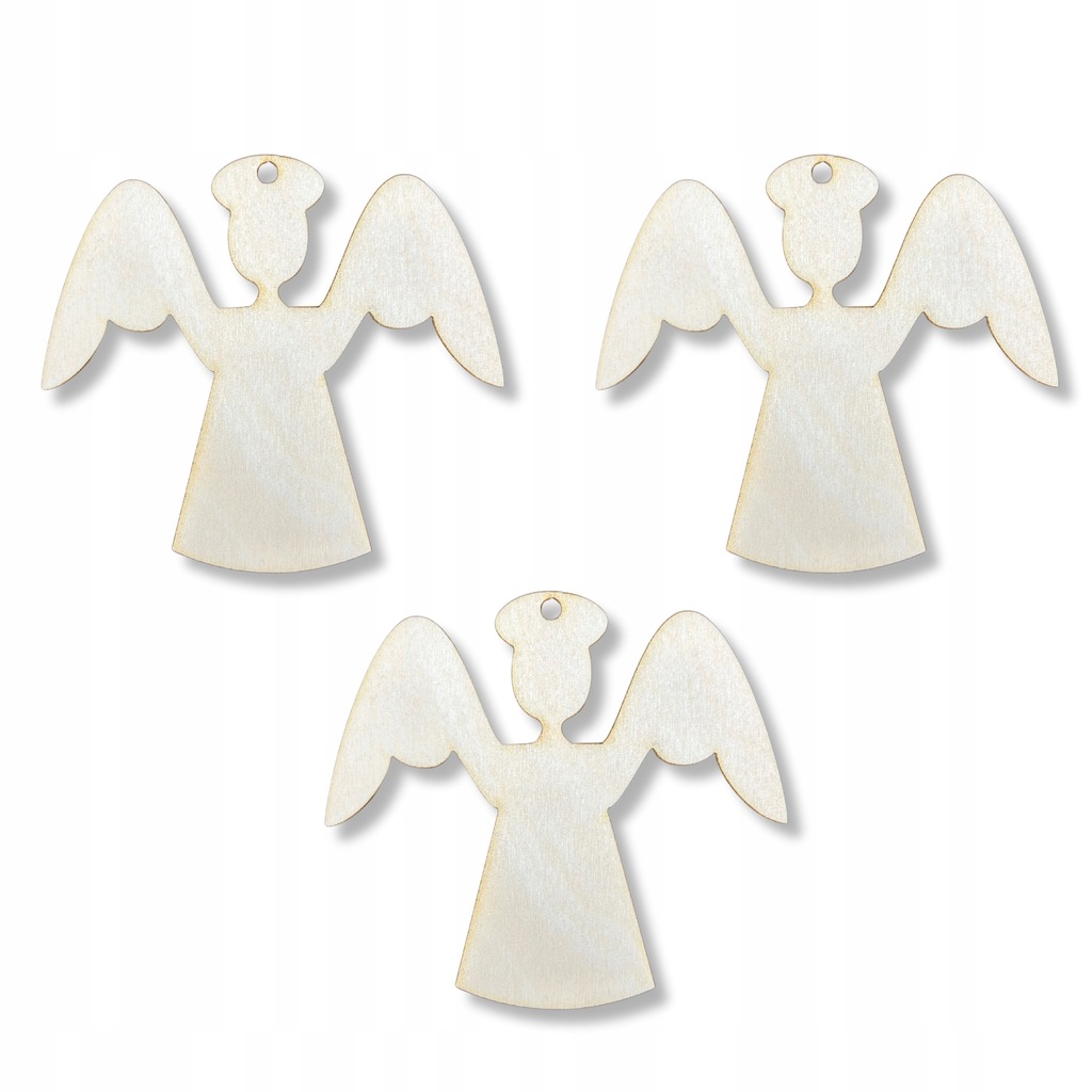 Drewniana zawieszka anioł aniołek na choinkę deko decoupage ze sklejki 3szt