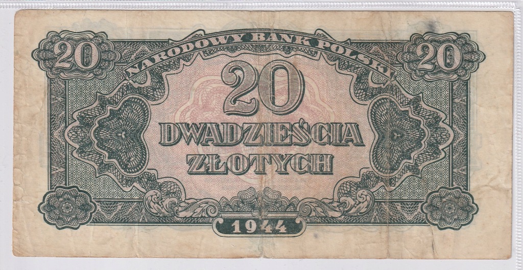 20 złotych, 1944, seria AA, "-owym", stan 3.