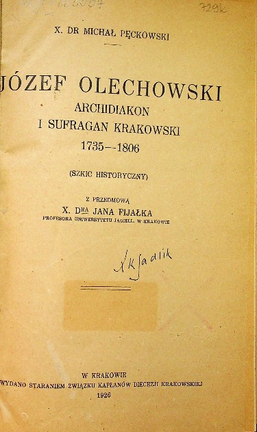Józef Olechowski Archidiakon i sufragan