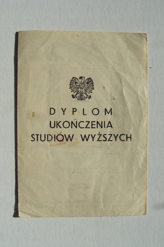 UJ KRAKÓW DYPLOM UKOŃCZENIA STUDIÓW WYŻSZYCH 1953