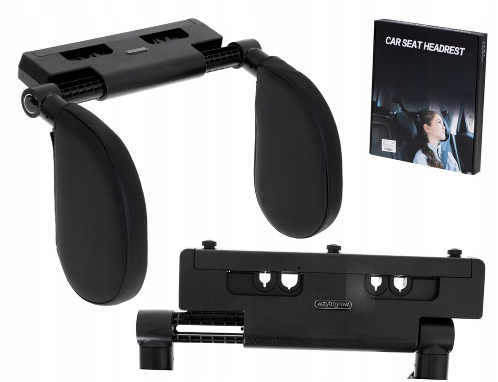 Zagłówek samochodowy regulowany na głowę szyję czarny