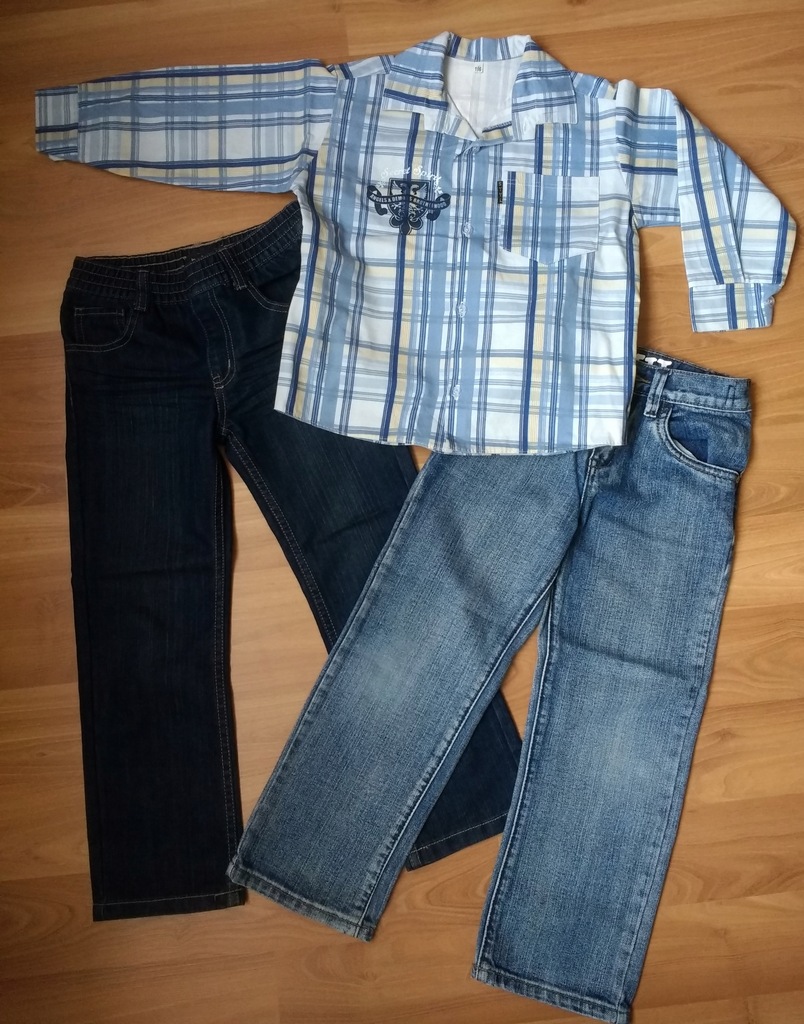 Super koszula i jeansy dla chłopca (2 pary) r.116