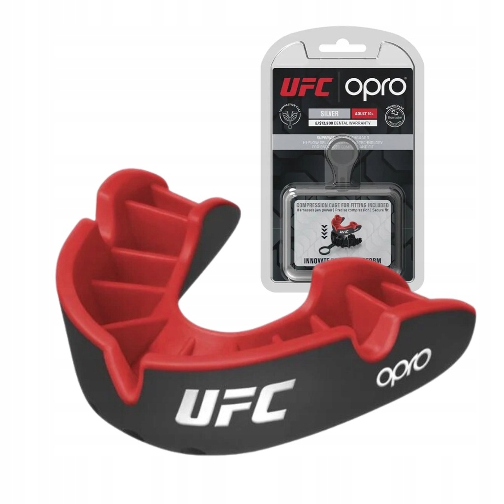 Opro Ochraniacz Na Zęby UFC Silver z pudełkiem GEN2 Czarny/Czerwony
