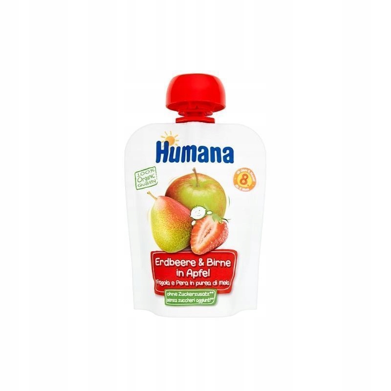 HUMANA Mus jabłko gruszka truskawka 90g +8m KD