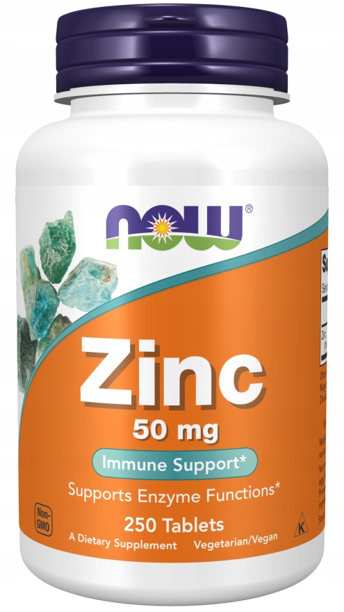 NOW ZINC 50mg 250TAB GLUKONIAN CYNKU SKÓRA WŁOSY