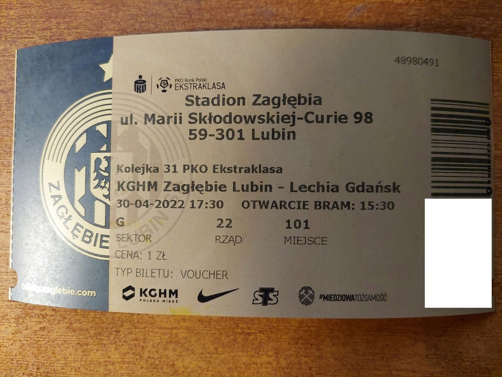 Bilet Zagłębie Lubin vs Lechia Gdańsk 30.04.2022