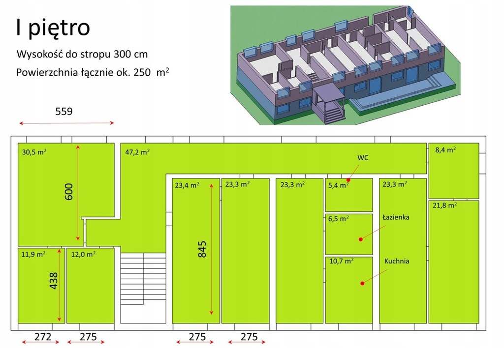 Biurowiec, Gorzów Wielkopolski, 250 m²