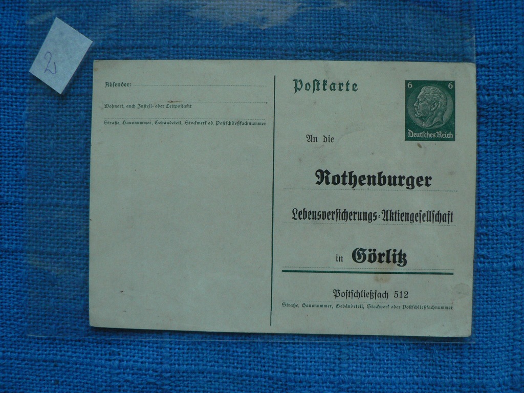 Całostka Postkarte Rothenburger