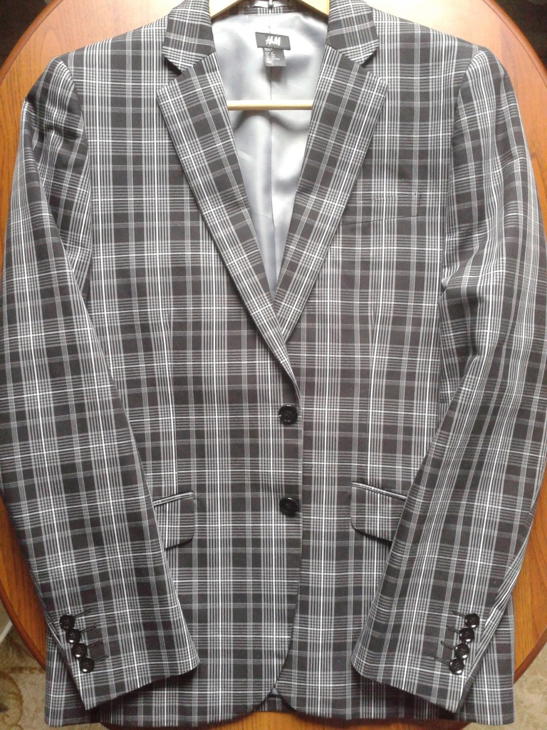 Bawełniany garnitur w kratę H&M - 175/180 cm