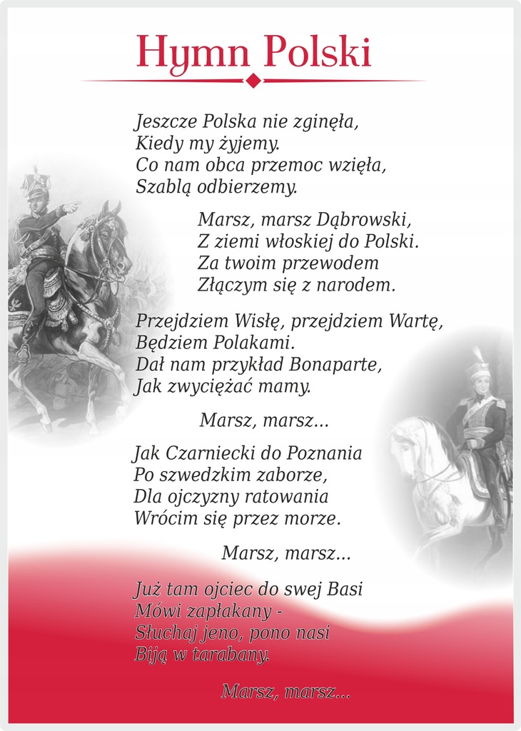 HYMN POLSKI laminowana tablica edukacyjna A4 11045988701 oficjalne