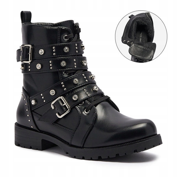 CZARNE OCIEPLANE BUTY DAMSKIE BOTKI VAVERI 38