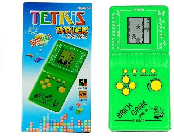 Gra elektroniczna tetris kieszonkowa zielona