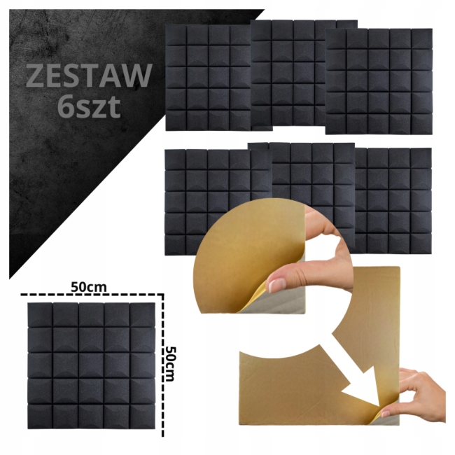 Dna Am5 Bk Panel Akustyczny Zestaw 6 Szt. Czarny Samoprzylepny