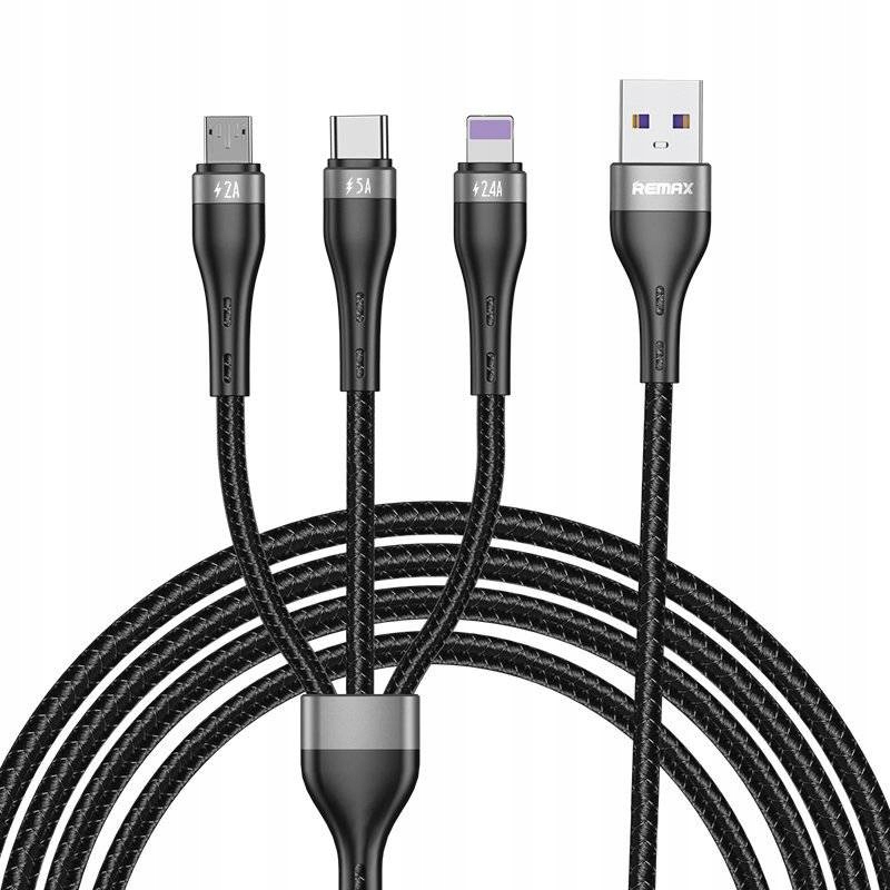 Proda kabel USB - 3W1 5A 1,2m czarny