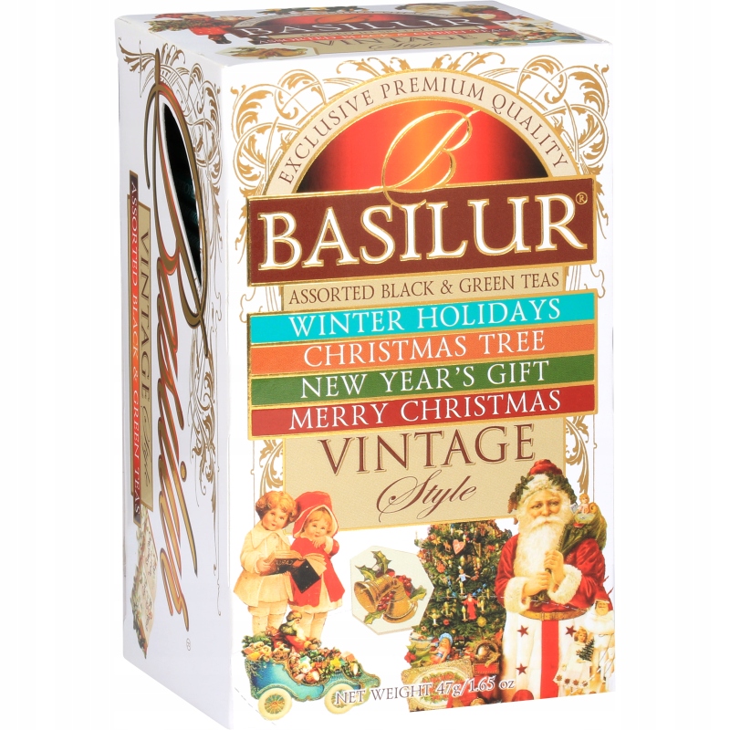 Zestaw Herbat Basilur Assorted Vintage 25 kopert 4 świąteczne smaki prezent