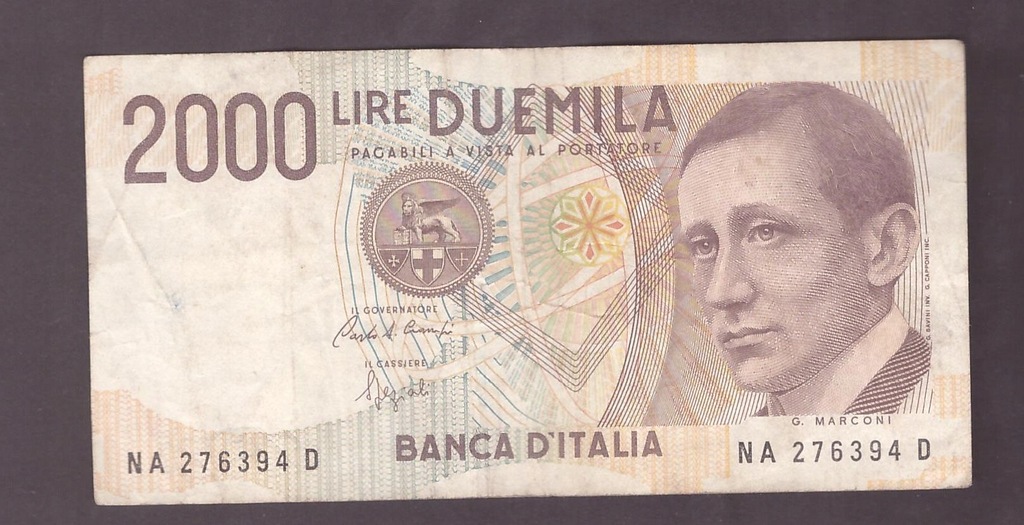 Włochy - banknot - 2000 Lira - 1990 rok