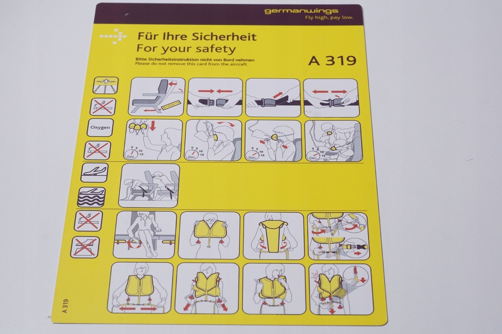 Germanwings Safety Card Airbus A319
