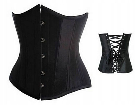 CZARNY DAMSKI GORSET UNDERBUST + STRINGI r. S-6XL