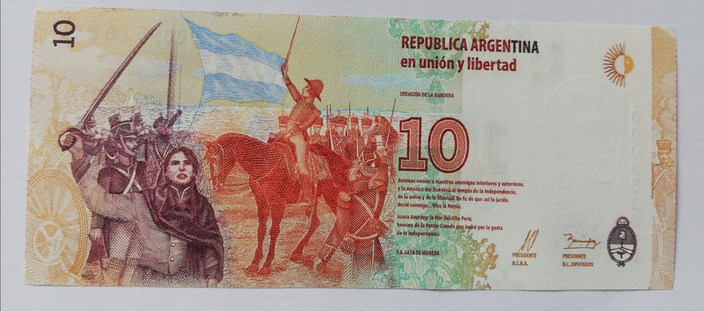 Argentyna 10 pesos UNC