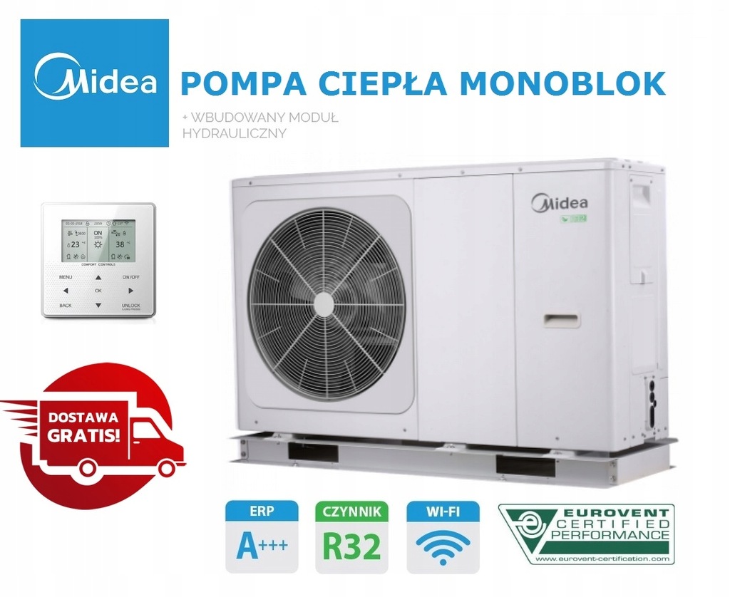 POMPA CIEPŁA MIDEA MONOBLOK M-Thermal 12 kW ~1Ph RABAT OD CENY !