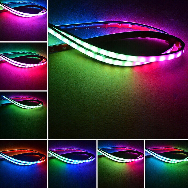 dla 2w1 60cm LED Auto elastyczny kaptur Grill Light Strip Wodoodporna RGB