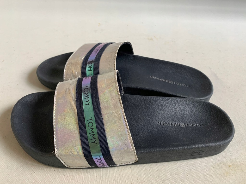 TOMMY HILFIGER POOL SLIDE SHINY IRIDESCENT 39