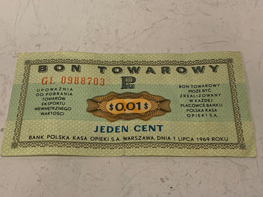 BON TOWAROWY 1 CENT PKO 1969 PEWEX