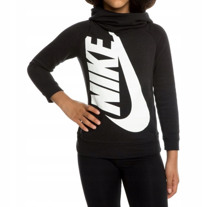 NIKE DZIEWCZĘCA BLUZA CZARNA Z LOGO 137-146 ATA