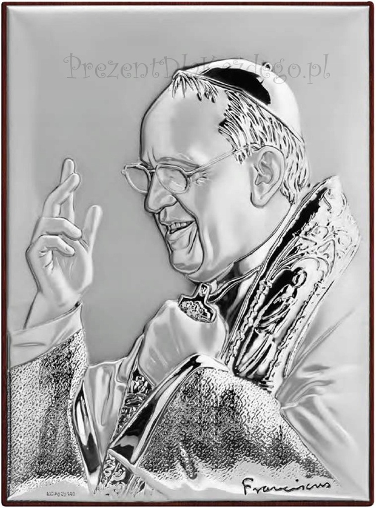 Srebrny obrazek Papież Franciszek Obraz na prezent