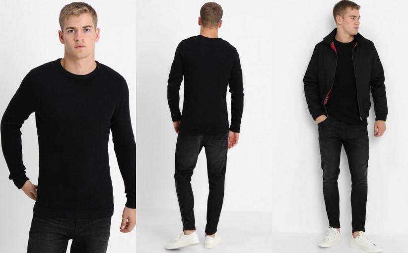 E3T302*JACK&JONES SWETER MĘSKI CZARNY S O01