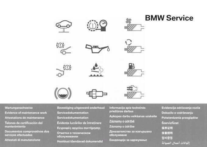 BMW KSIĄŻKA SERWISOWA D,PL,FR,ESP,B,CH,RUS 2008r.