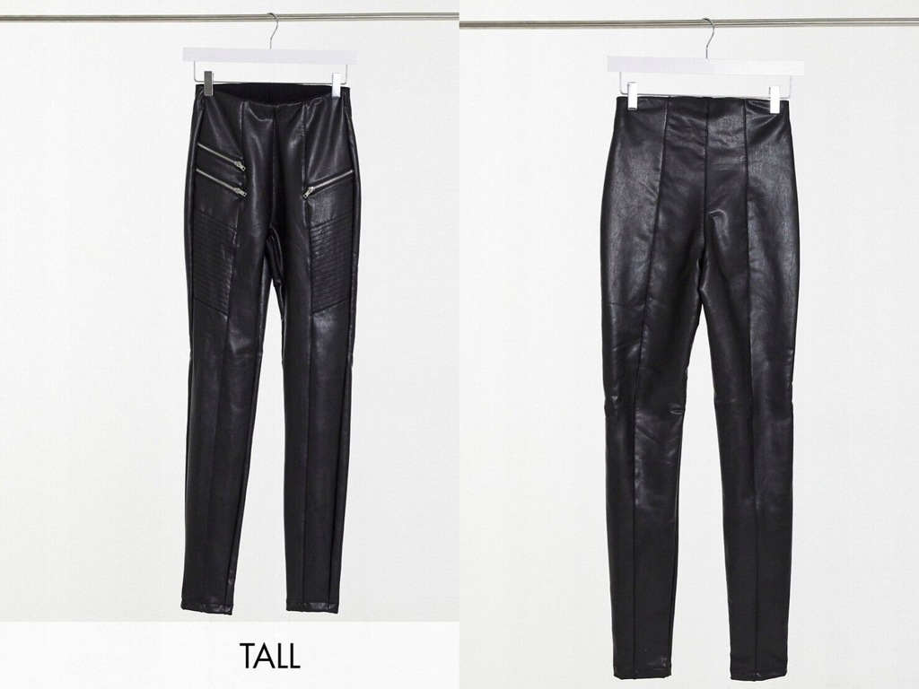 New Look Tall Czarne legginsy z imitacji skóry 42