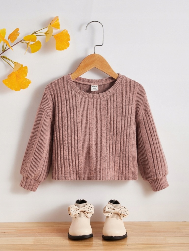 SHEIN SWETER DZIECIĘCY PRĄŻKOWANY RÓŻOWY 104-110CM 039