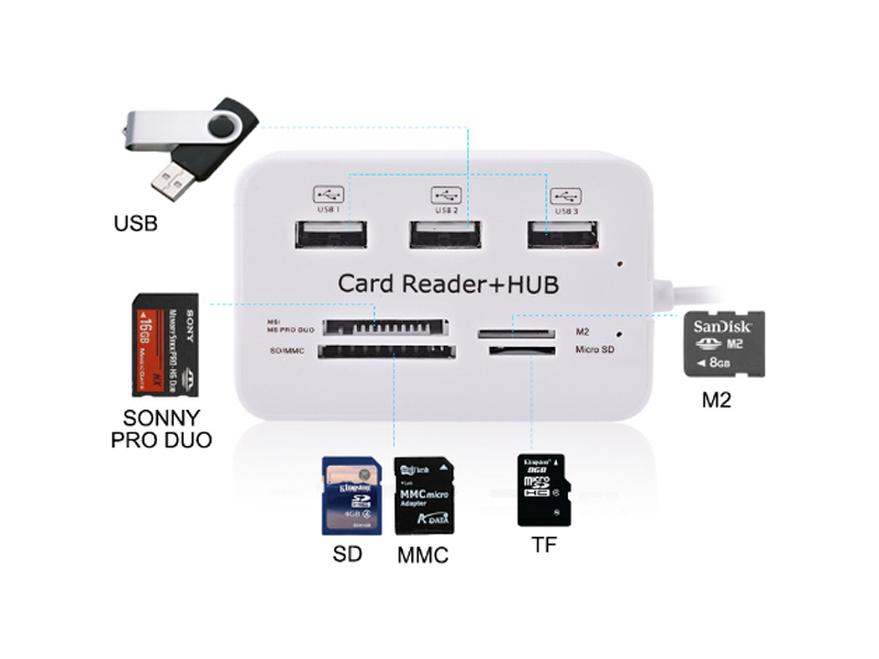 Купить Разветвитель-концентратор 7-в-1, USB-кардридер: отзывы, фото, характеристики в интерне-магазине Aredi.ru