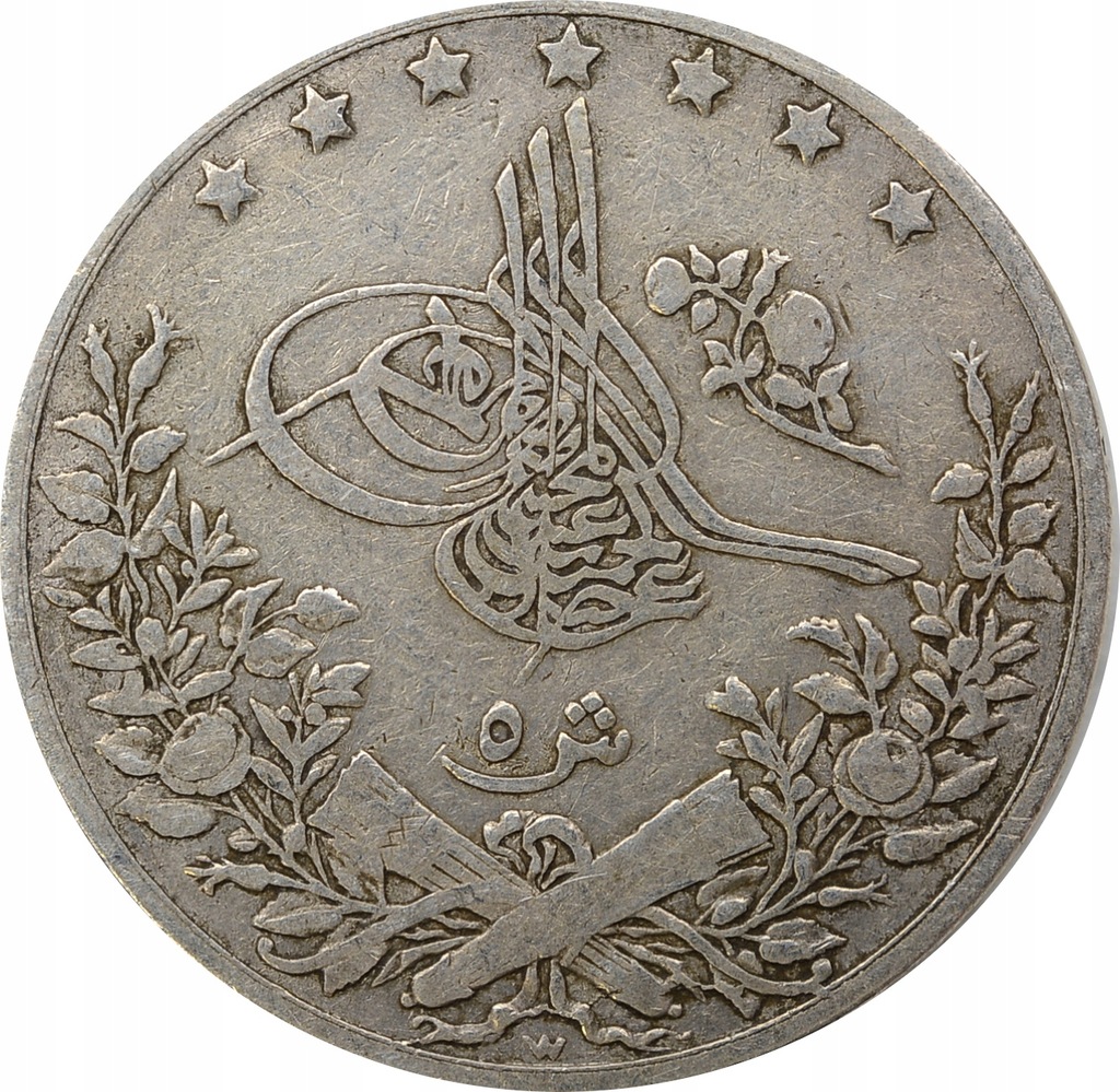 13.rr.EGIPT, ABDUL HAMID II, 5 QIRSH 1898 W