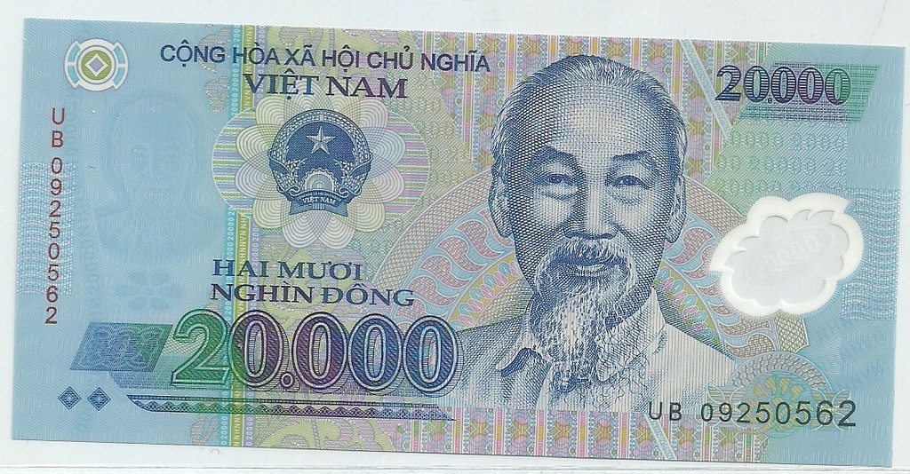 Wietnam, 20.000 dongów, polimer