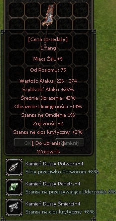 MIECZ ŻALU +9 43% ŚR KD+4 5B Metin2 Diumar