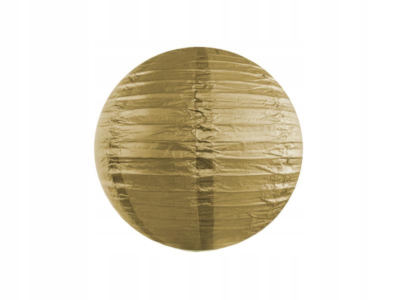 Złoty Lampion Papierowy Wiszący 25cm Kula Wesele