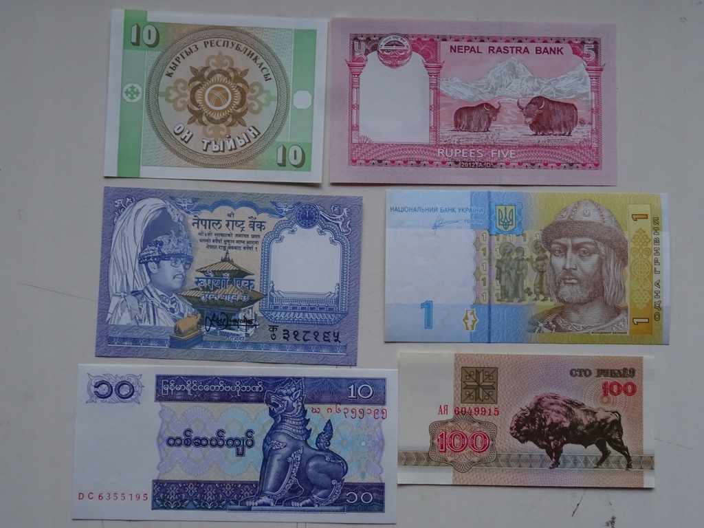 6 banknotów Świat ciekawy mix -E049