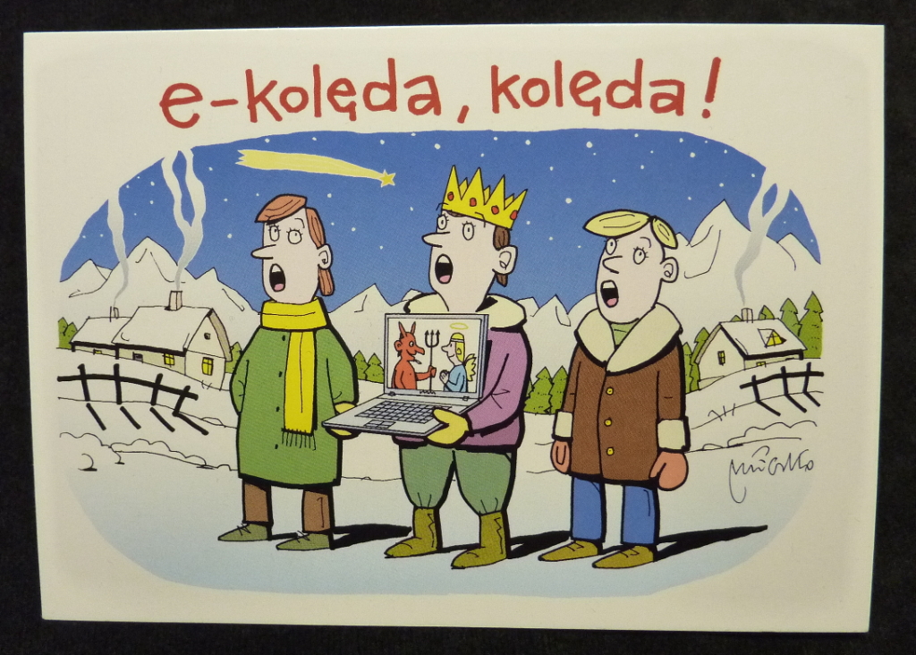Świąteczna pocztówka z rysunkiem A. Mleczki Nr3