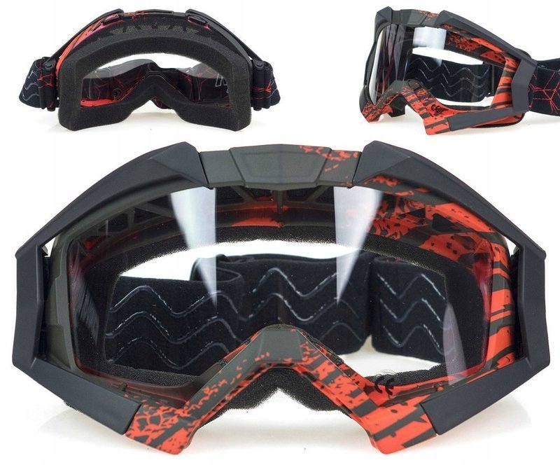 GOGLE MOTOCYKLOWE OFFROAD NAXA G3 GRATIS red black