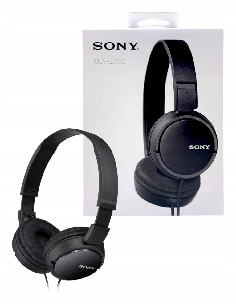 SŁUCHAWKI PRZEWODOWE NAUSZNE SONY MDR-ZX110 CZARNE / STEREOFONICZNE